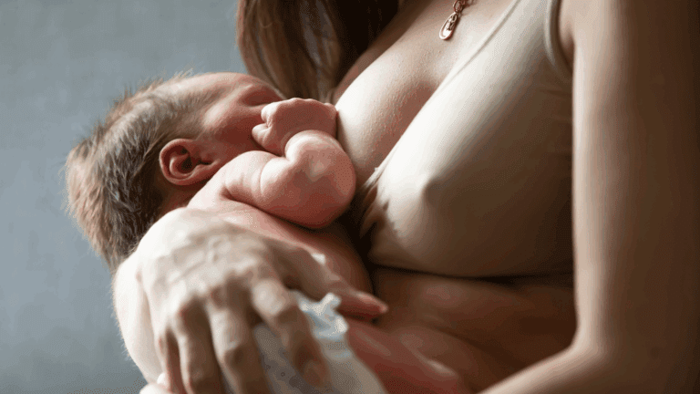 A mom breastfeeding her baby - setting boundaries around baby feeding