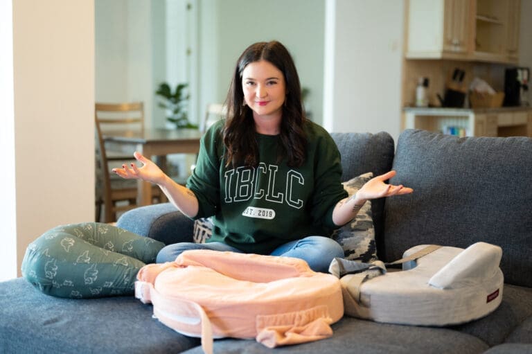 IBCLC and owner of The Latch Link showing the best nursing pillows